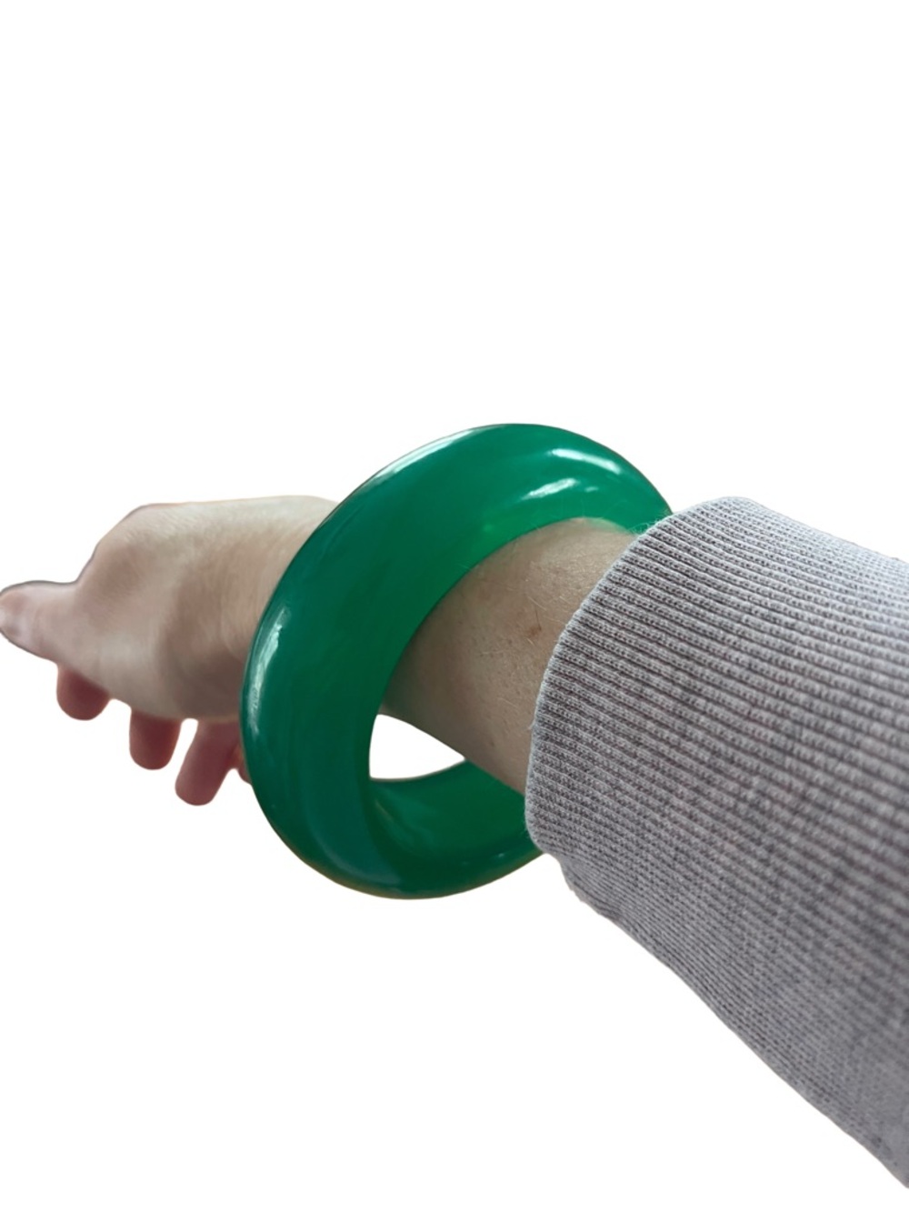Chunky Emerald Green Acrylic Resin Bangle Bracelet